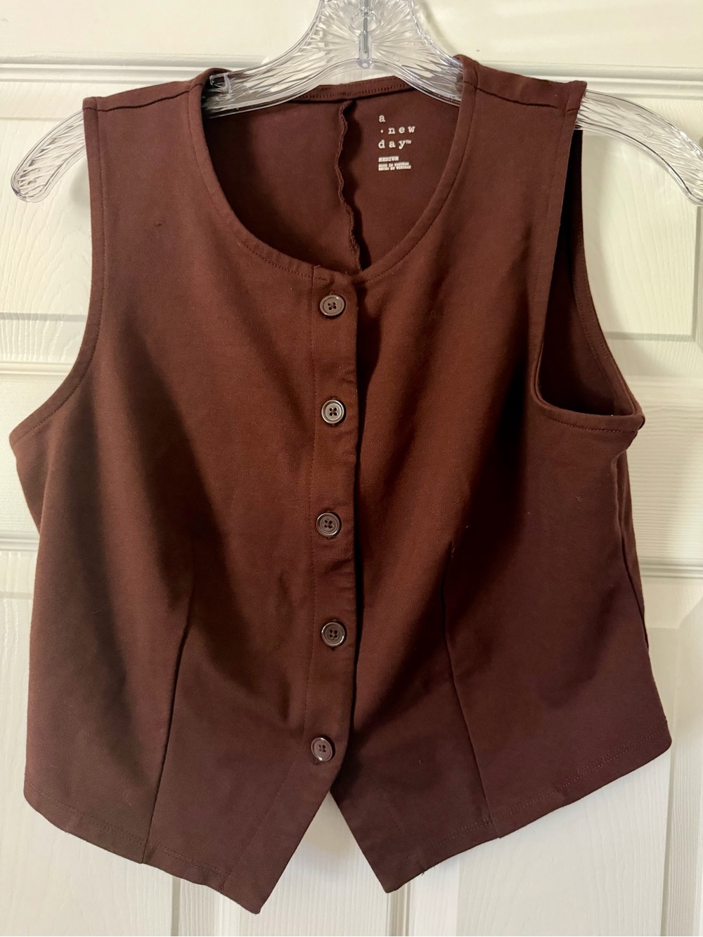 a new day Brown Button-Front Sleeveless Vest